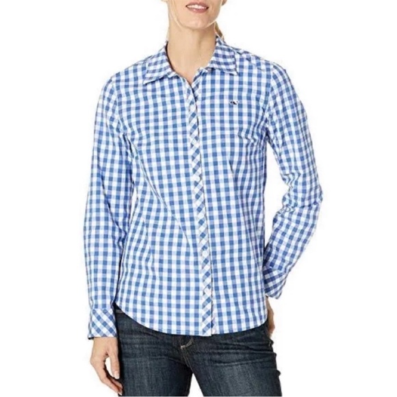 VINEYARD VINES Mini Gingham Classic Button Down Long Sleeve Shirt Size 2 EUC - Picture 2 of 11